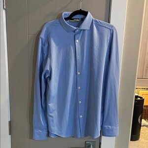 Murano Men's Light Blue Checkered Dress Shirt